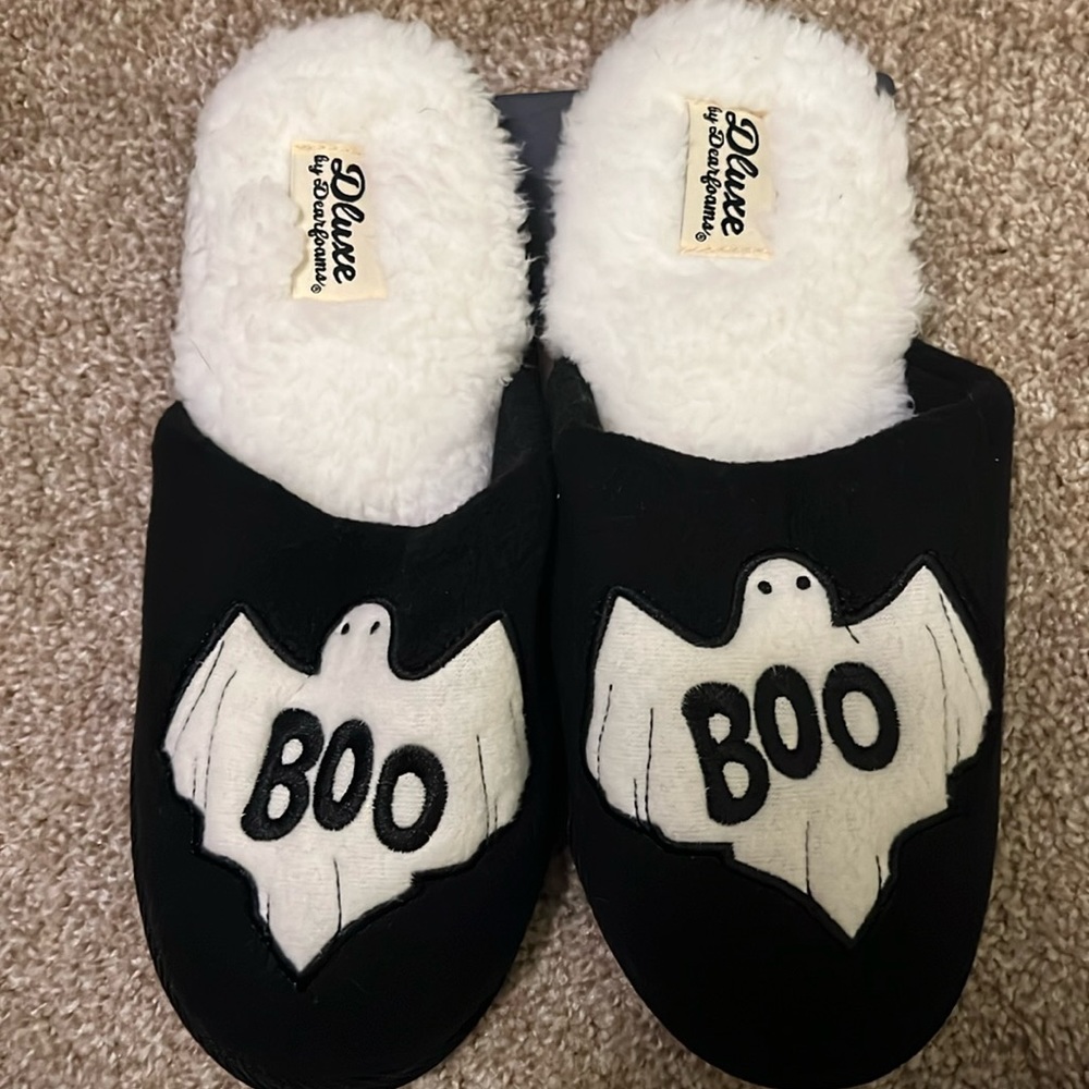 Halloween Boo Fuzzy Slippers